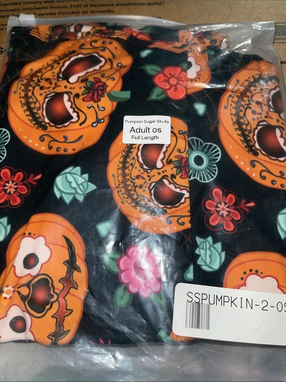 Pumpkin Sugar Skulls Adult Full Length Pumpkin Leggings OS NWT